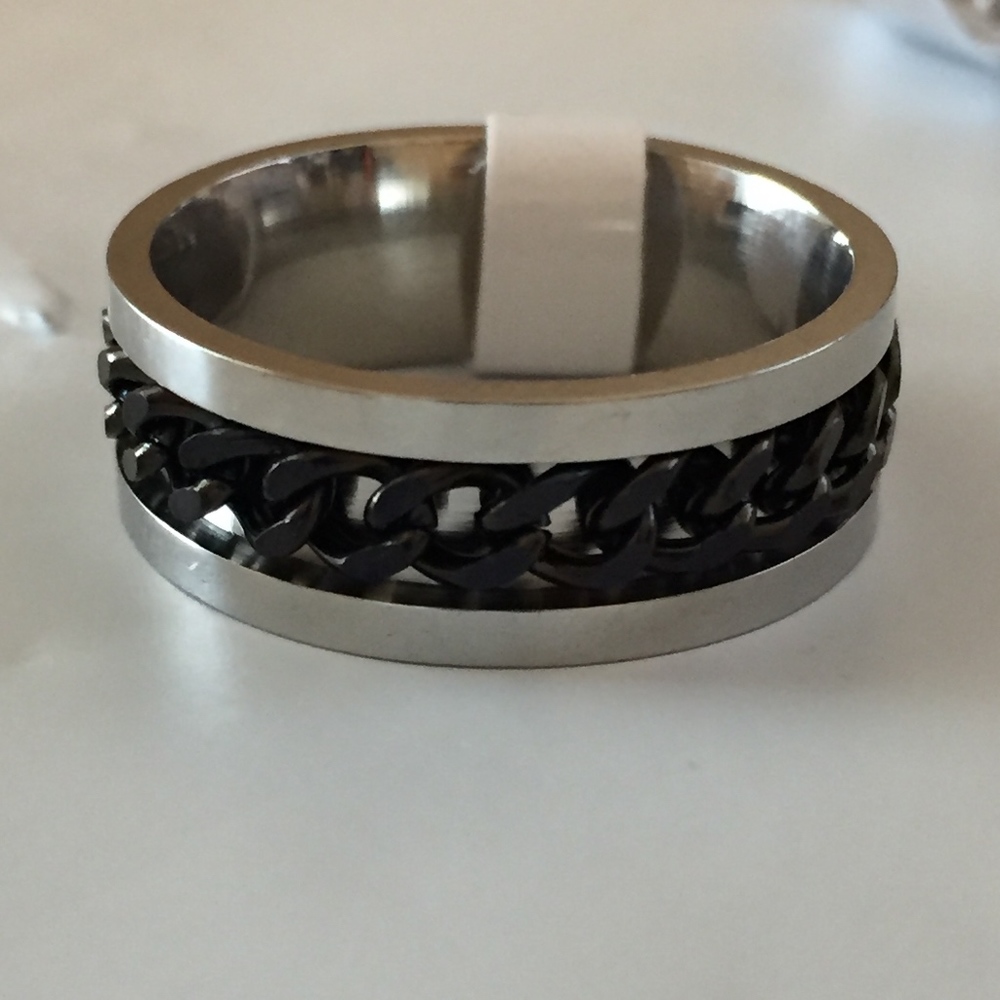 Stylish fun Stainless steel chain band ring SL/BK